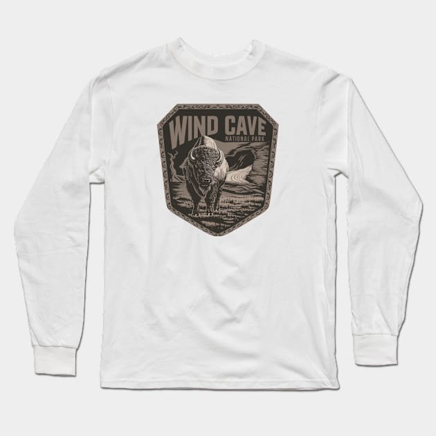 Wind Cave National Park's bison Long Sleeve T-Shirt by Perspektiva